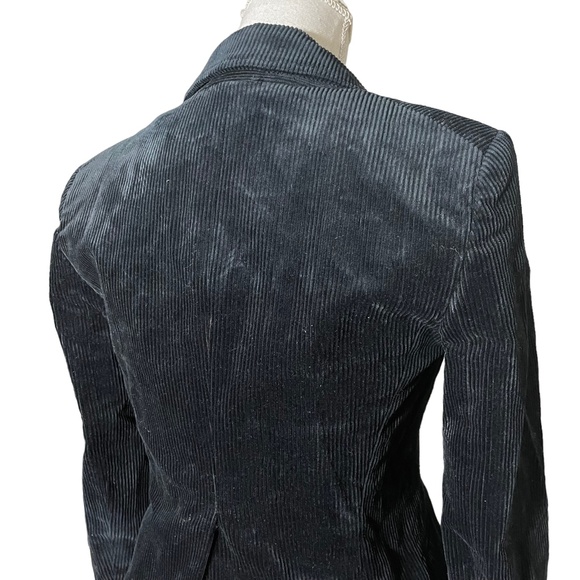 Theory Corduroy Blazer 6 Black Velvet Ribbed Button Surgeon Cuff Jacket Business - Picture 9 of 16